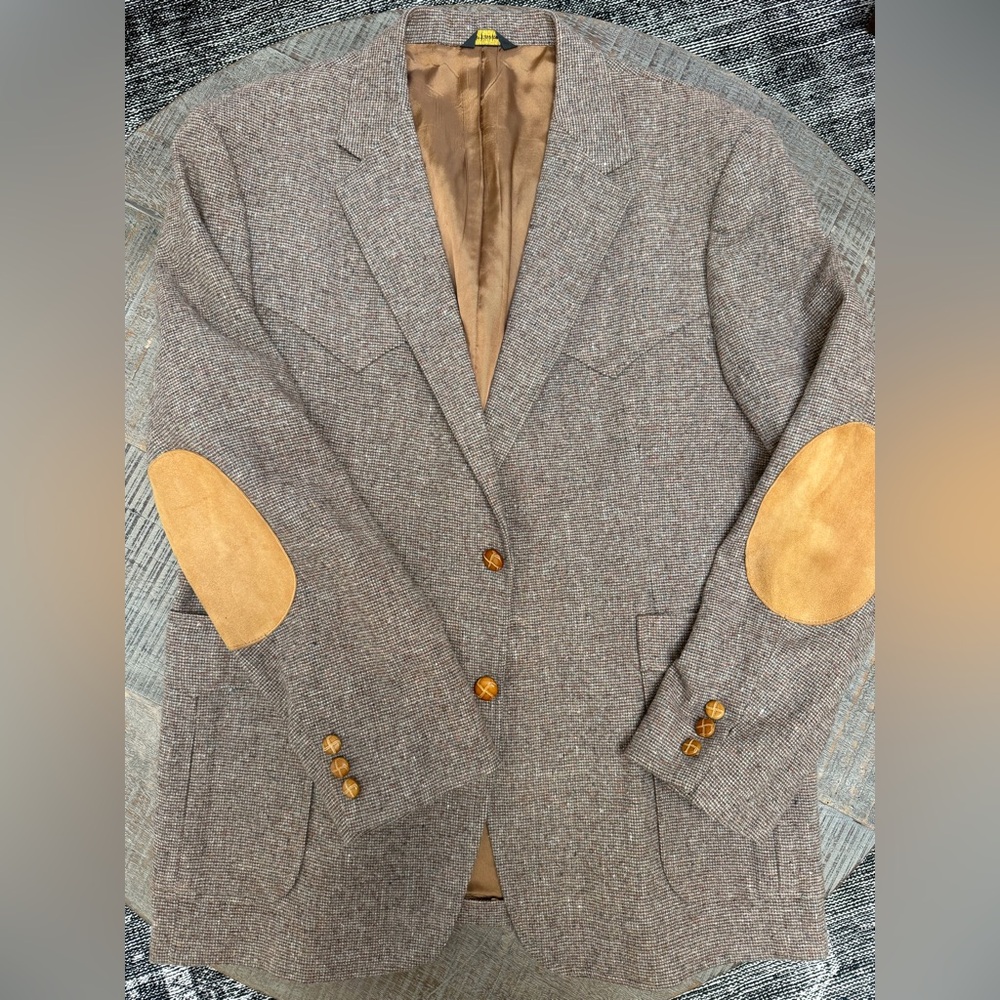 Vintage JCPenney western Tweed Brown Blazer with Suede Elbow Patches